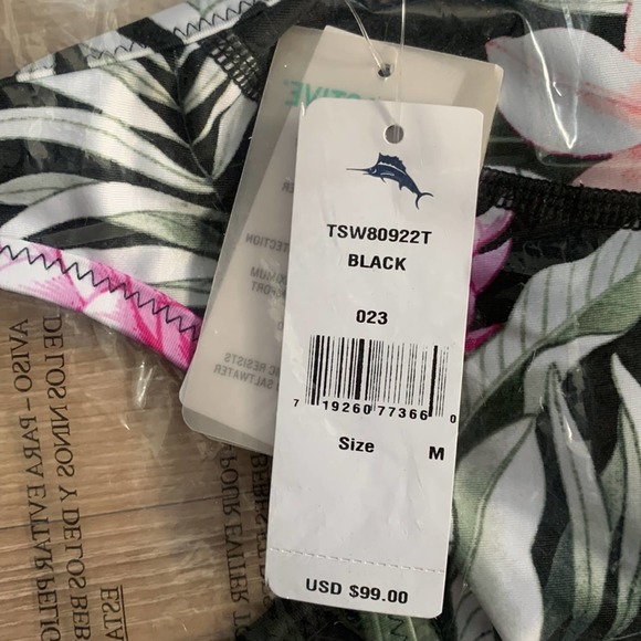 Tommy Bahama Island Active Ginger Flowers Reversible Scoop Neck Bra Swim Top - Picture 7 of 9